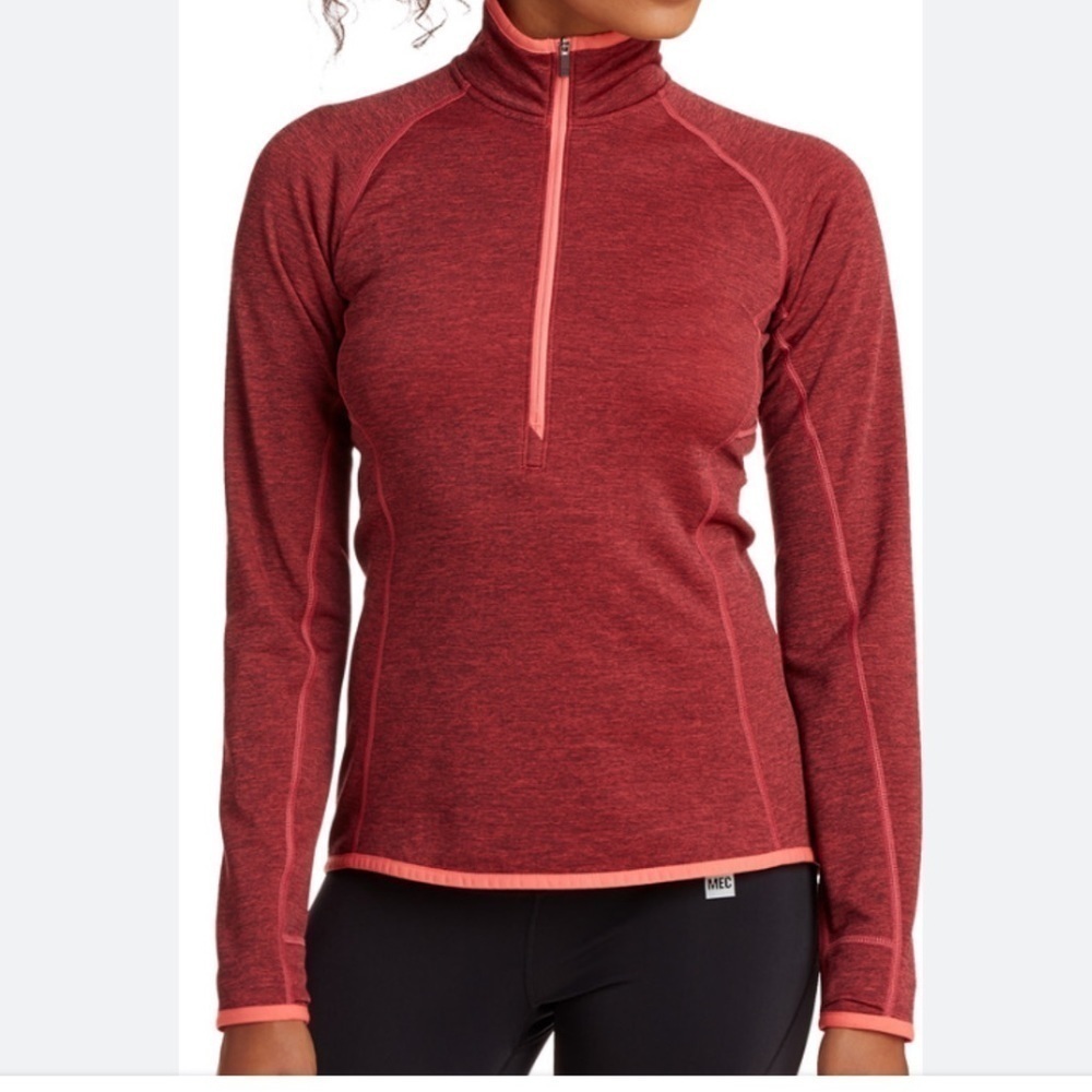 MEC Mission Possible Zip Top XS‎ Red Orange Sport Pullover Running Hoodie